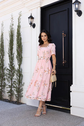 Vestido midi rosa floral REF. 9246