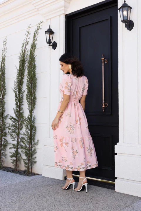 Vestido midi rosa floral REF. 9246