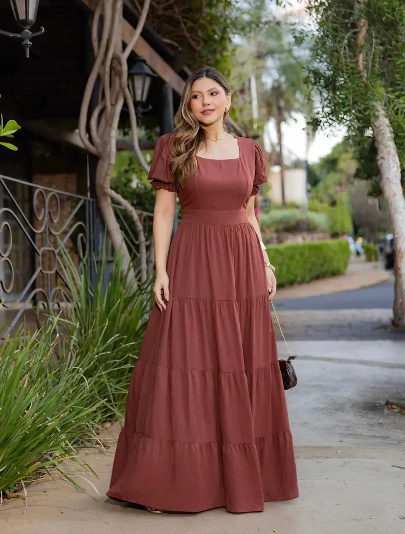 Vestido longo marrom REF. 9789