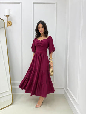 Vestido maxi midi marsala REF. 9790
