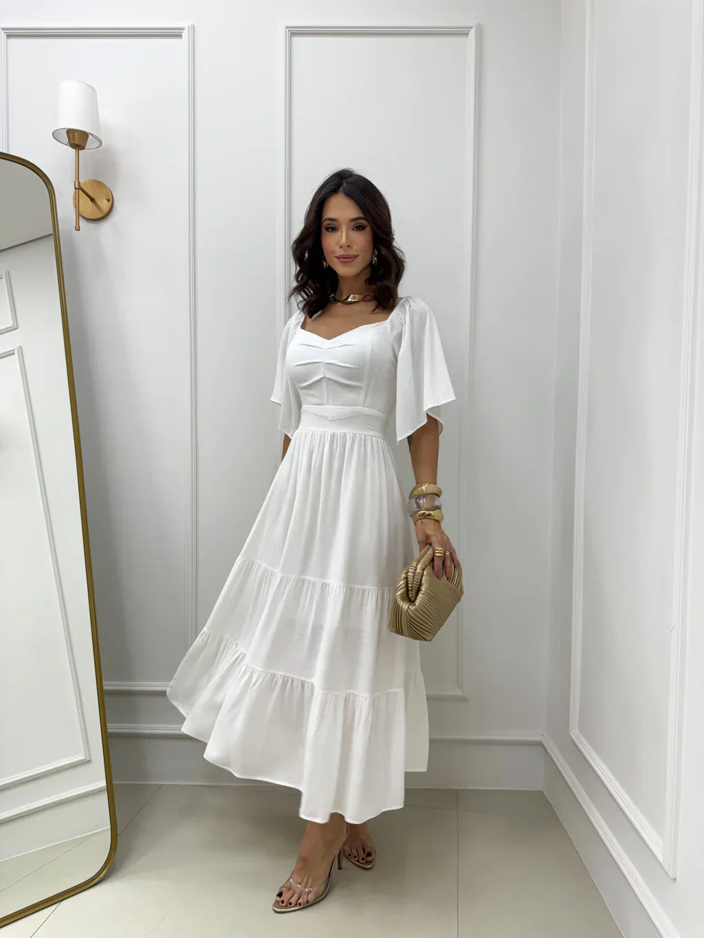 Vestido maxi midi branco REF. 9790