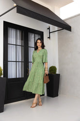 Vestido midi verde floral REF. 9145