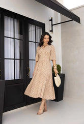 Vestido midi bege floral REF. 9145