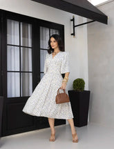 Vestido midi branco floral REF. 9145