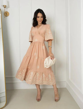 Vestido midi bege REF. 9145