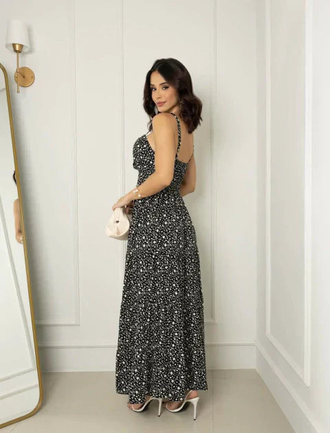 Vestido longo estampa preto REF. 9245