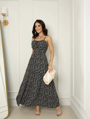 Vestido longo estampa preto REF. 9245