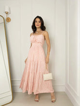 Vestido longo estampa rosa REF. 9245