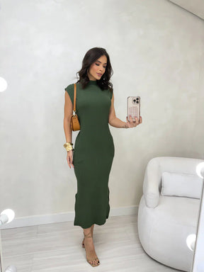 Vestido midi verde militar REF. 9788