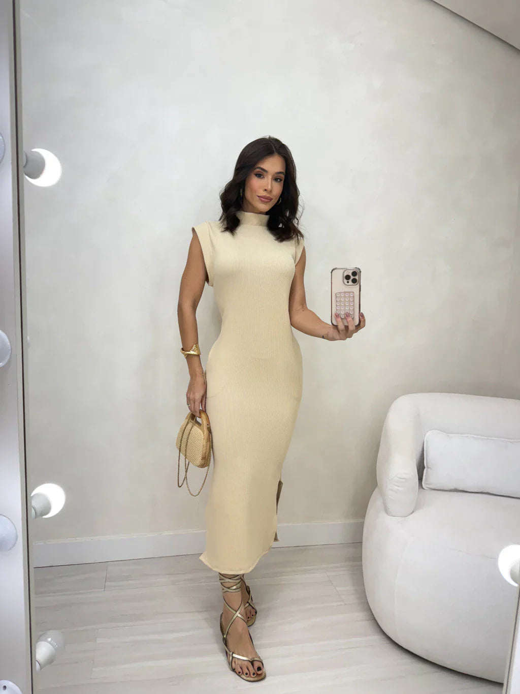 Vestido midi nude REF. 9788