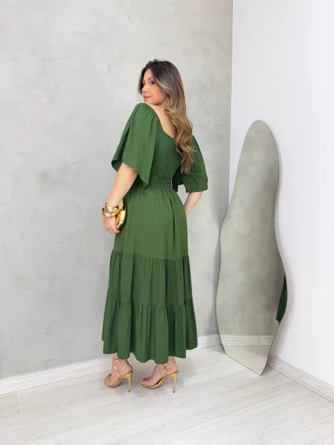 Vestido maxi midi verde militar REF. 9790