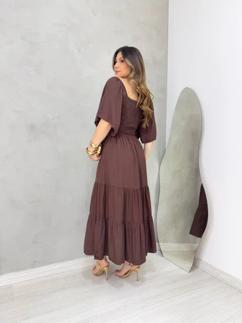 Vestido maxi midi marrom REF. 9790