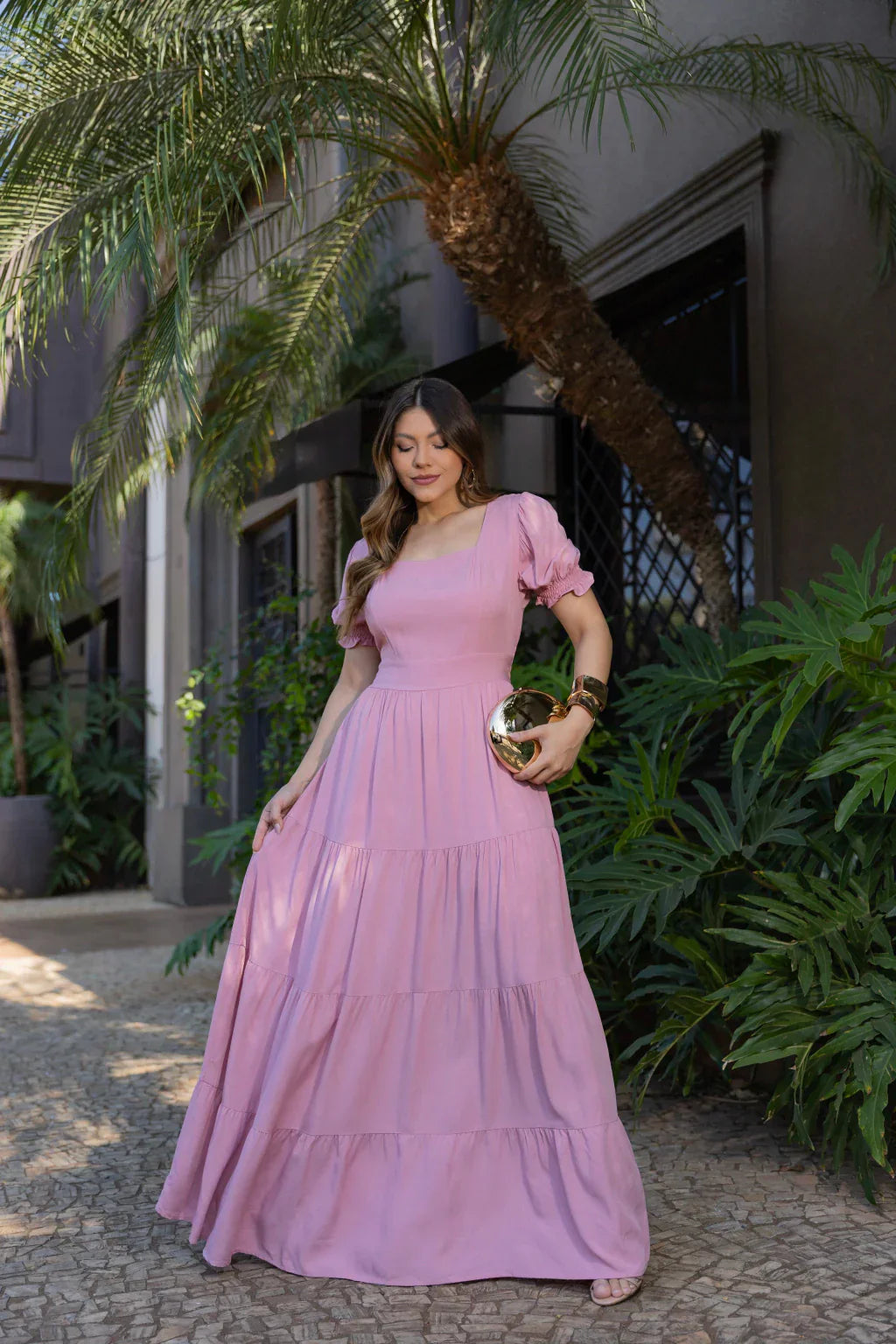 Vestido longo rosa claro REF. 9789